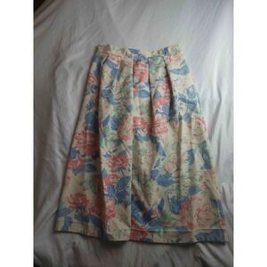 D.S. Sport Skirt Womens Pink Blue Floral A-Line Pleated Midi Casual Vintage